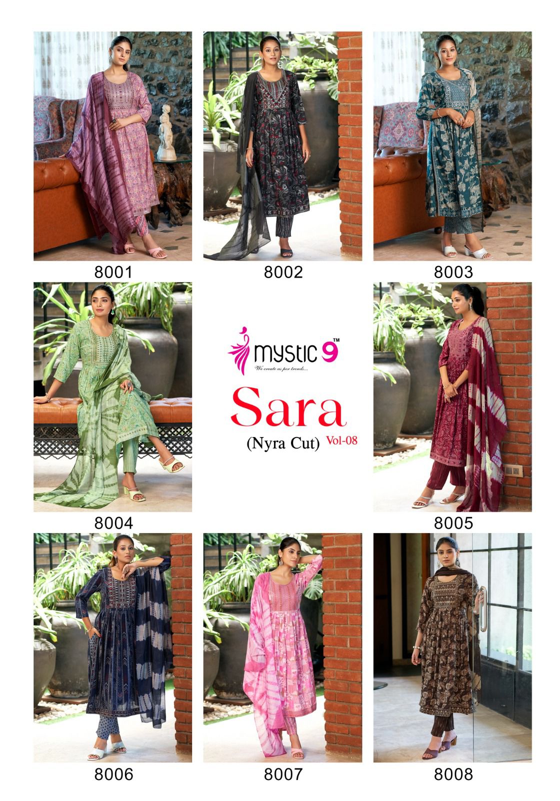 Sara Vol 8 By Mystic 9 Rayon Printed Kurti With Bottom Dupatta Wholesale Market In Surat